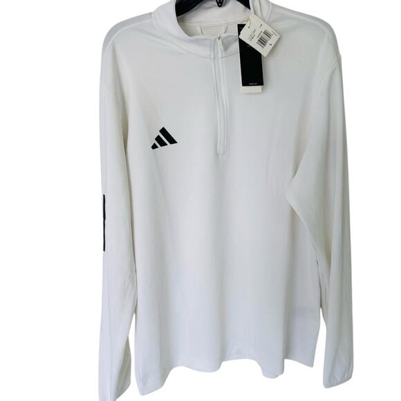 NWT Adidas Men’s White Long Sleeve Quarter-Zip Top - Picture 1 of 2